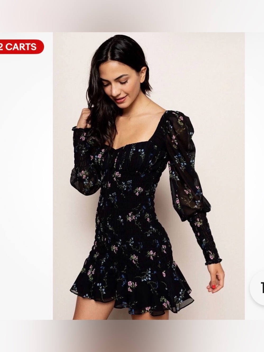 For Love & Lemons Dixon Mini Dress Black Floral Size XS EUC floral multicolor